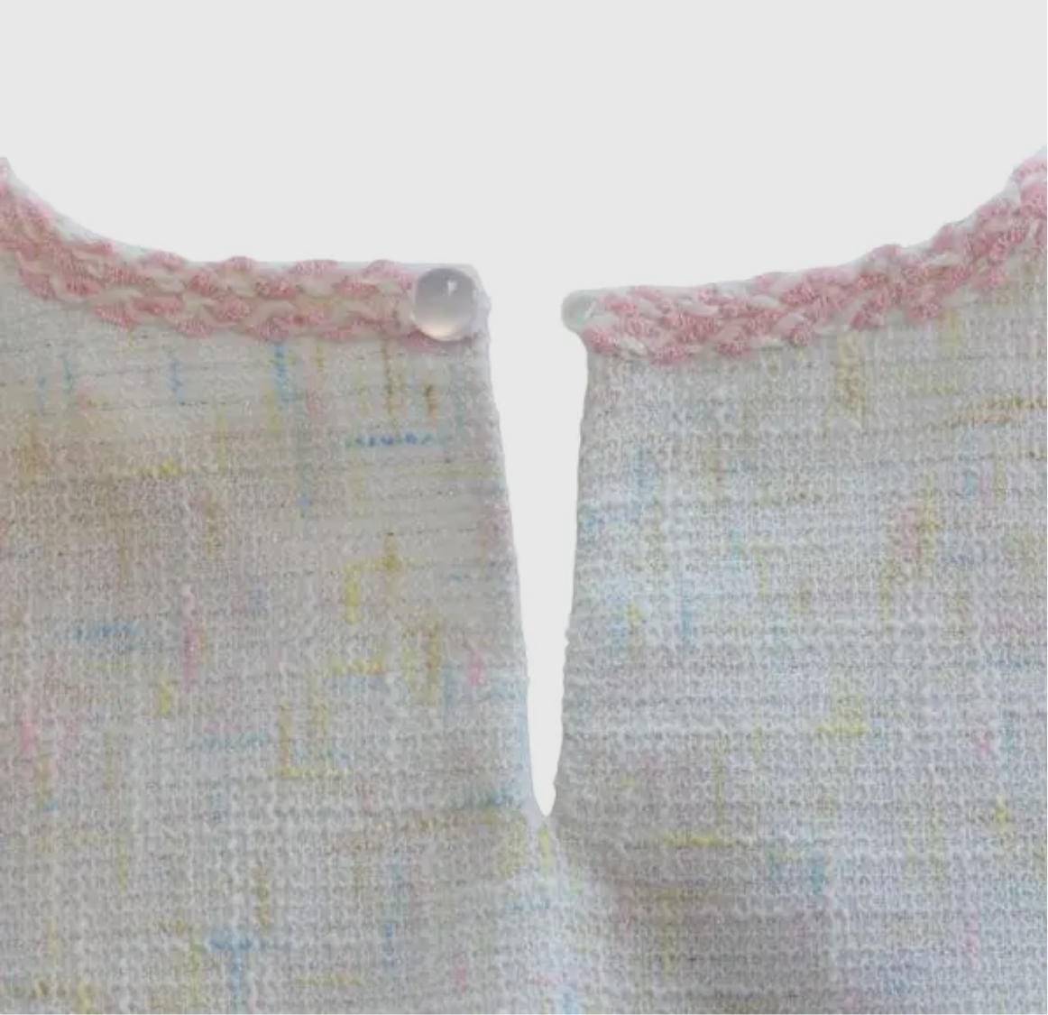 Cream Tweed vest/ pink braided trim