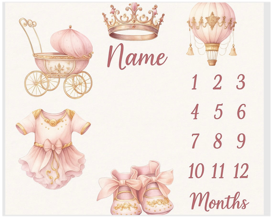“Baby Girl” custom name milestone blanket