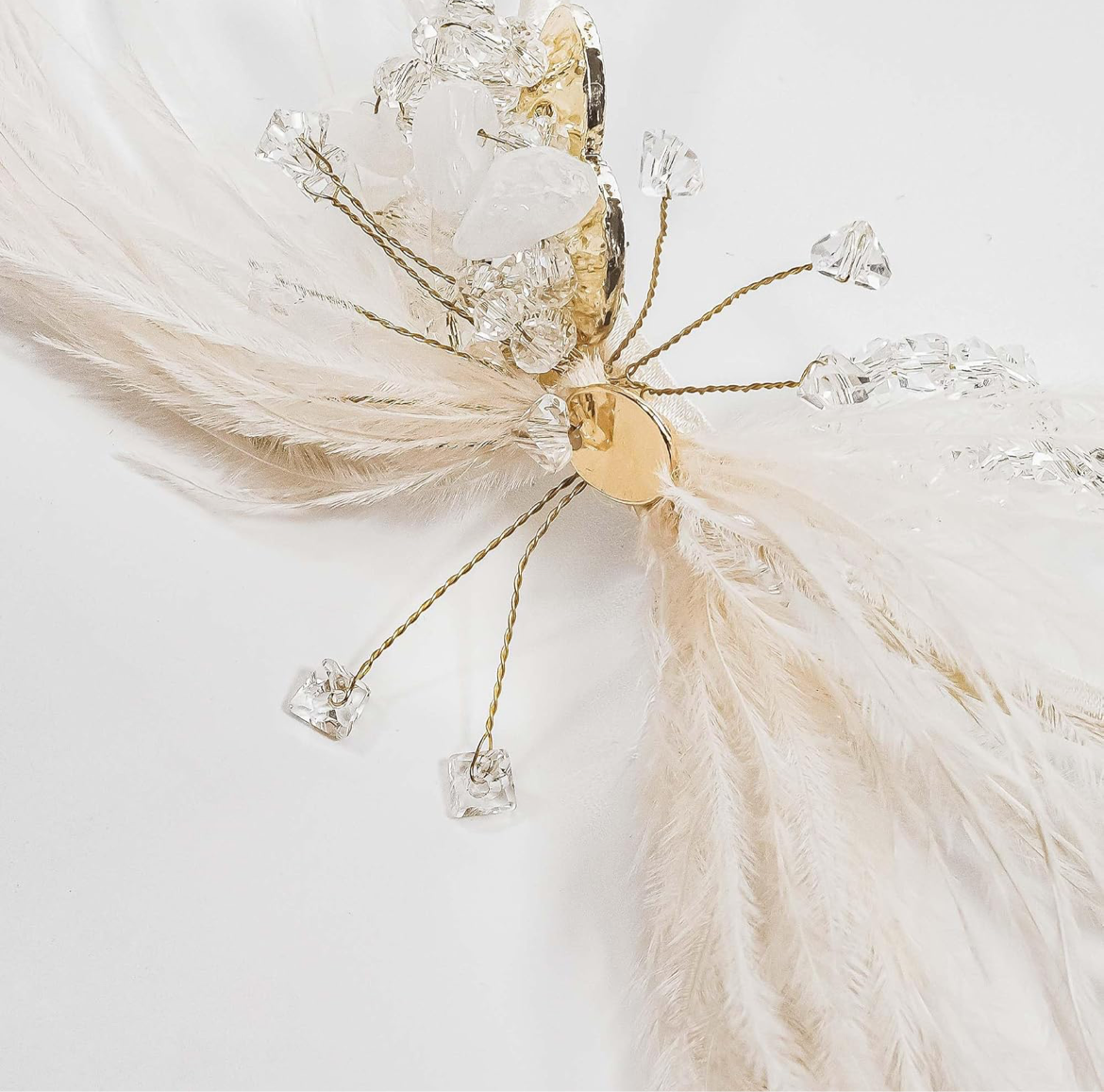 BEADED CRYSTAL OSTRICH FEATHER HEADBAND