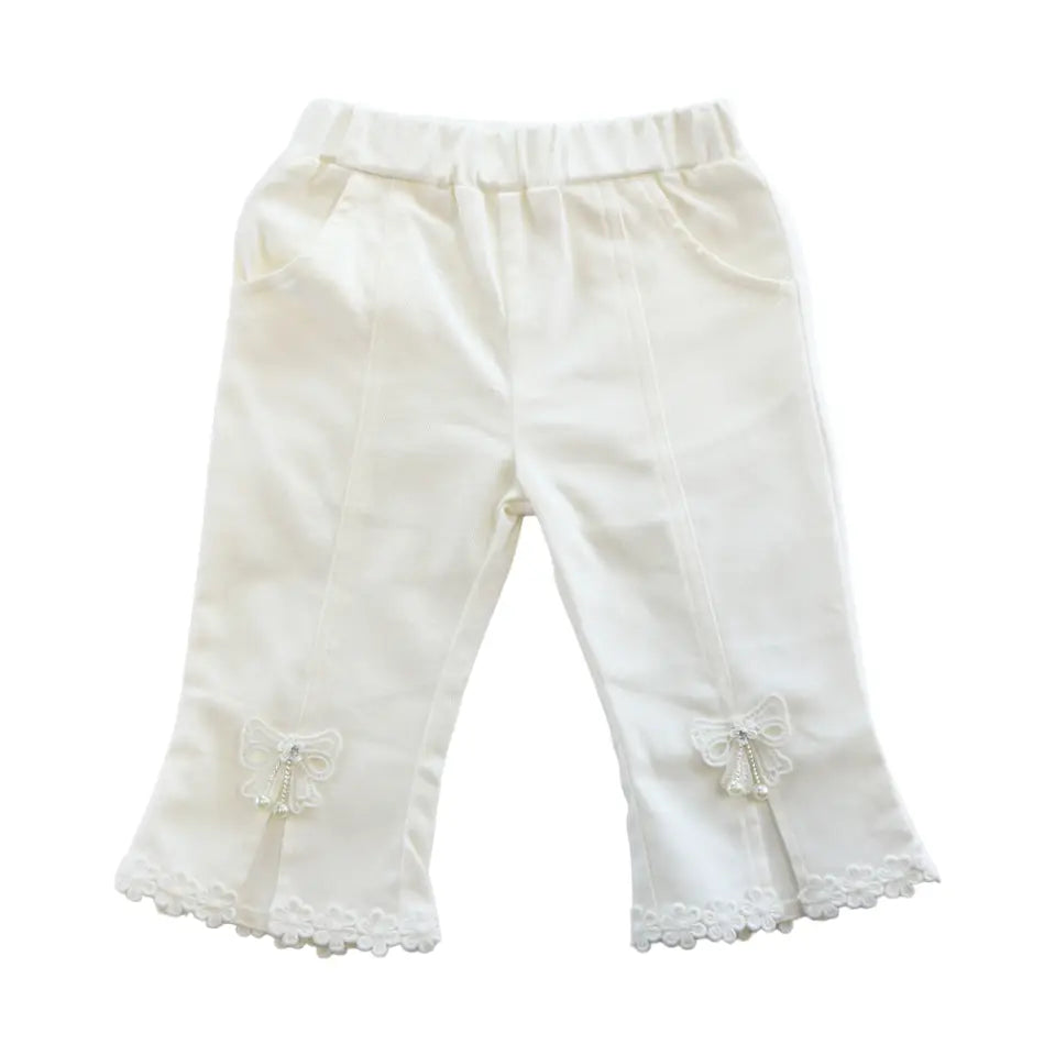 Bow & Lace Split Hem Pants- kids