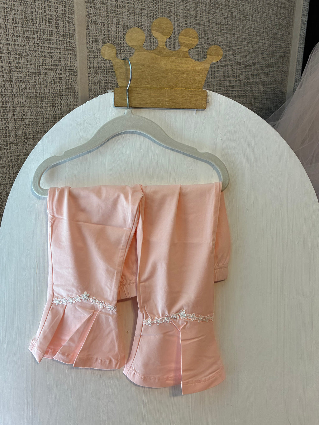 Kids Pink pants with floral trim