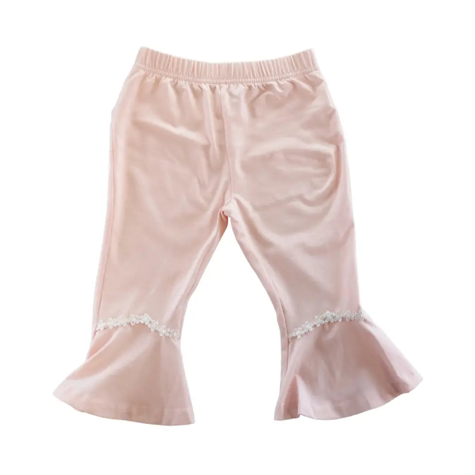 Kids Pink pants with floral trim