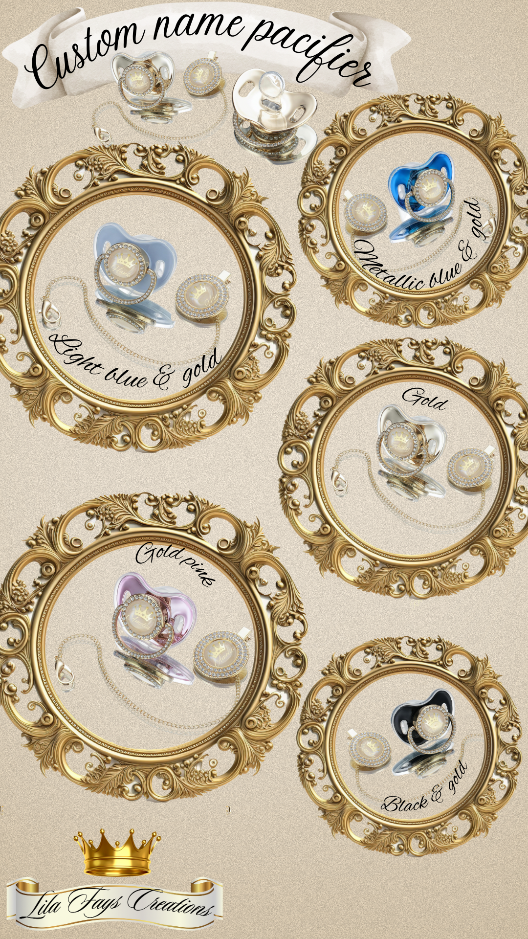 BLING Crown Pacifier with name