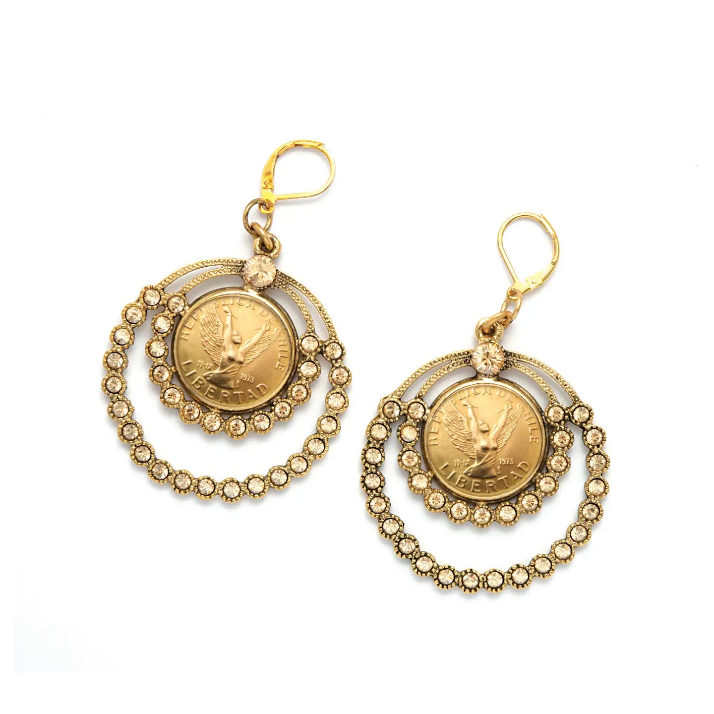 Authentic-Crystal chandelier Angel earrings