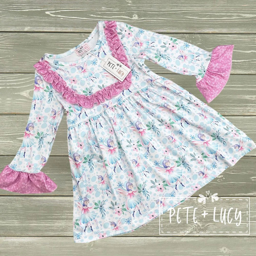 Ruffle sleeves and top hem Fairy  Dress