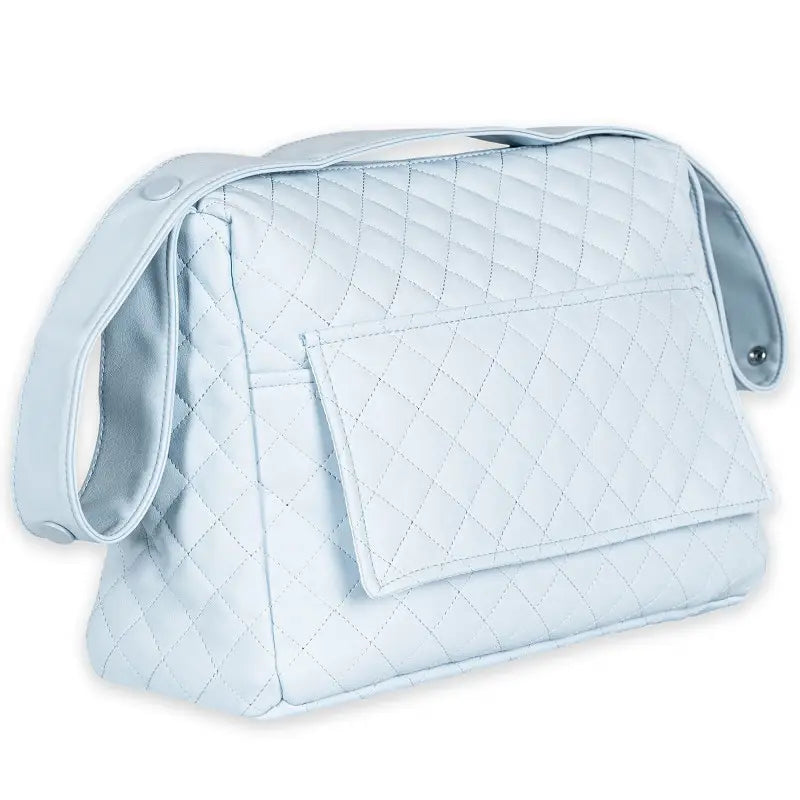 Sky Blue-Faux leather Diaper Bag