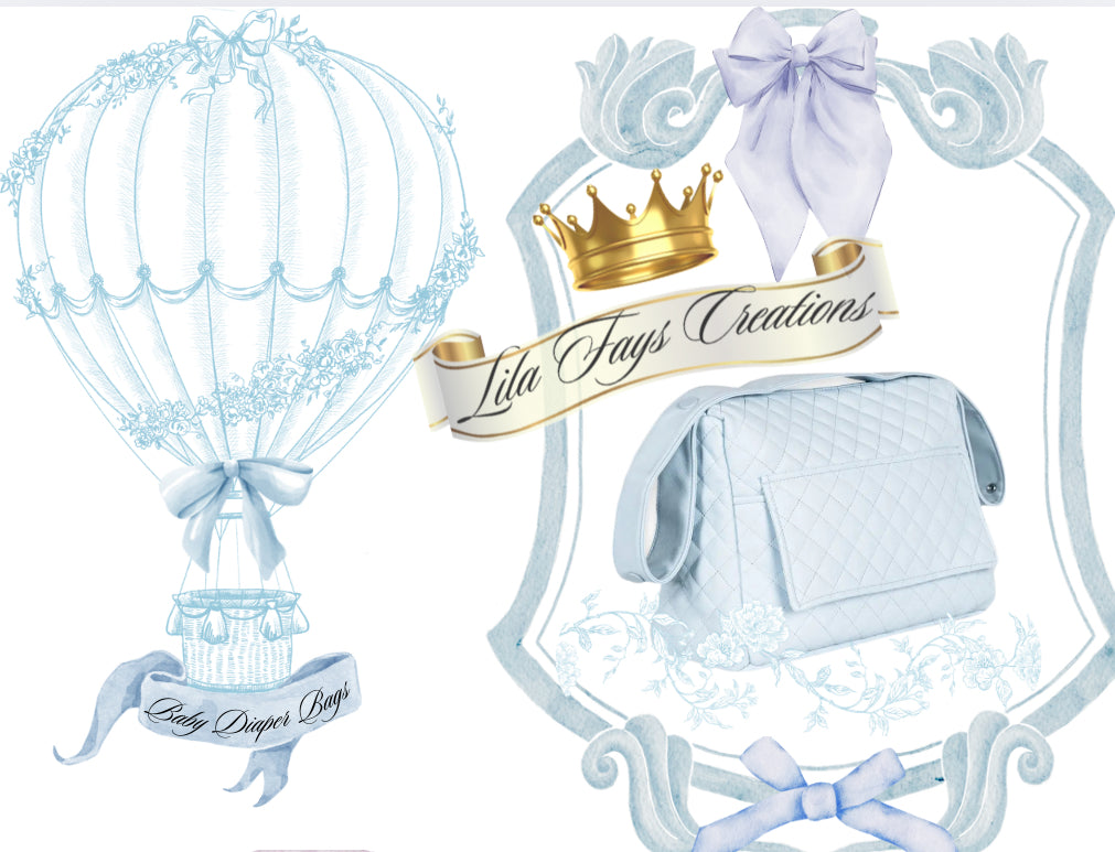 Sky Blue-Faux leather Diaper Bag