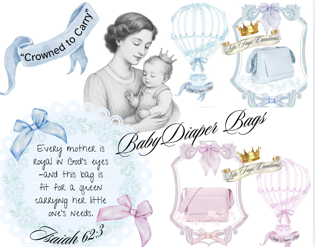 Sky Blue-Faux leather Diaper Bag